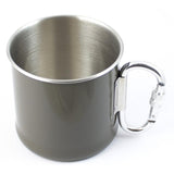 Quart Mil-Tec acier inoxydable 250 ml avec anse mousqueton pour bivouac