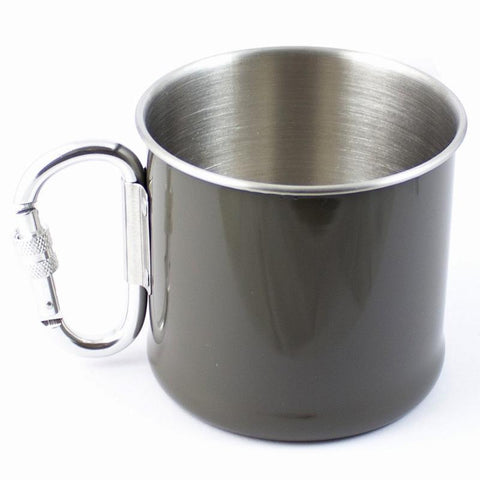 Quart Mil-Tec acier inoxydable 250 ml avec anse mousqueton pour bivouac