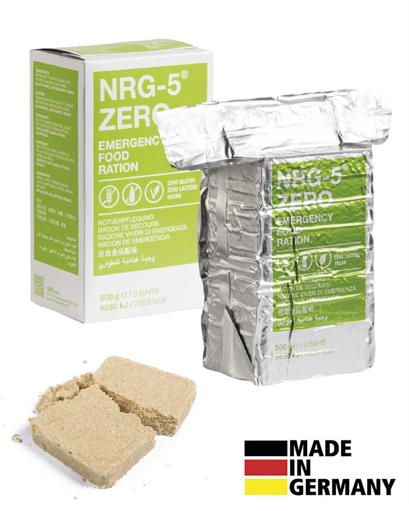 Ration de survie NRG-5 Zero 500 g sans gluten neuf barres 2 325 kcal