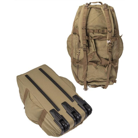 Sac Mil-Tec Commando 118L nylon 1000D enduit PU 78 × 37 × 37 cm charge utile 40 kg trois roulettes