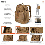 Sac à dos 5.11 Tactical Rush 24 2.0 capacité 37 L compartiment ordinateur 15 pouces compatible MOLLE