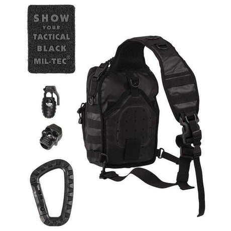 Sac à dos d'assaut mono-bretelle Mil-Tec 10 litres polyester enduit polyuréthane avec mousqueton ABS et patch amovible
