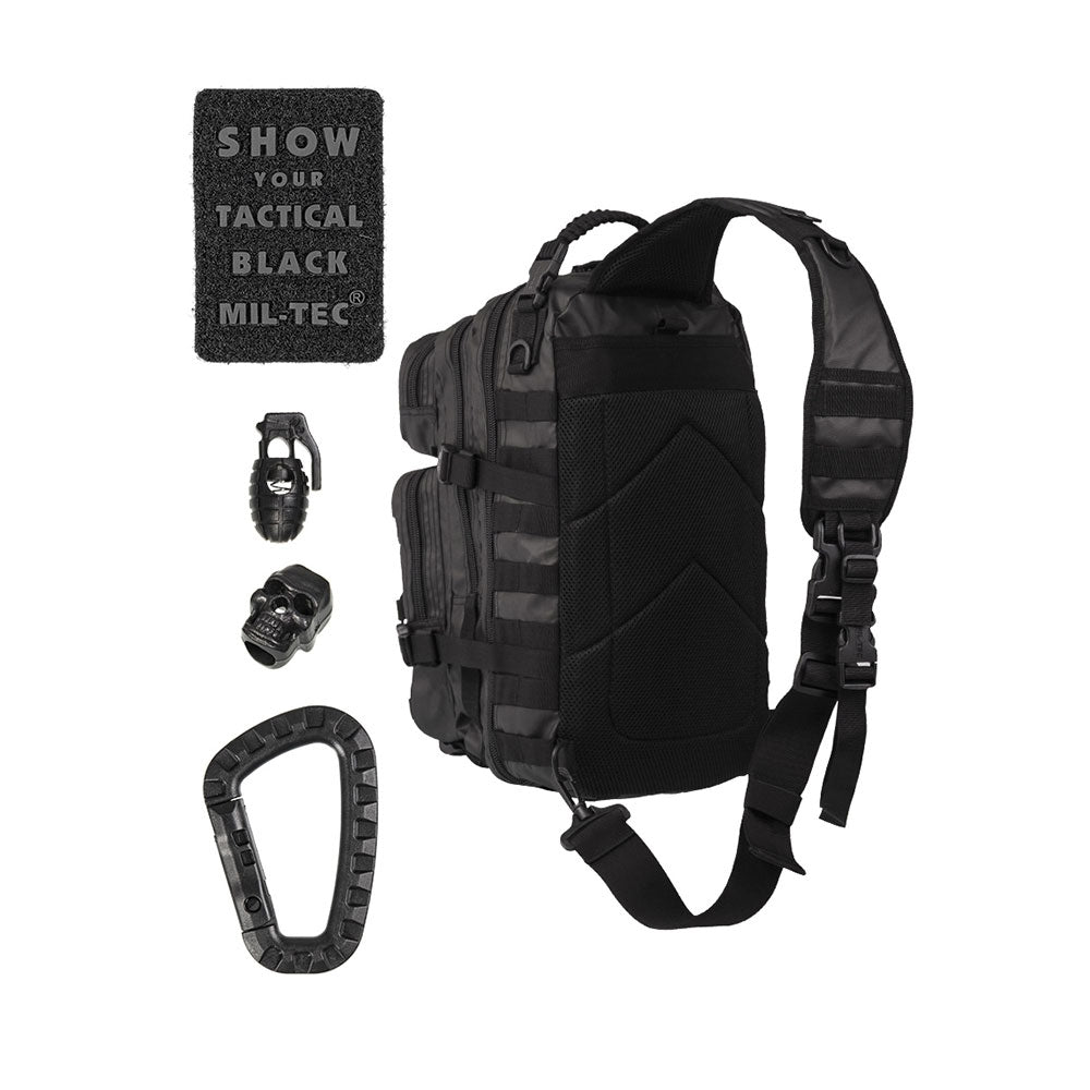 Sac à dos d'assaut mono-bretelle Mil-Tec 25 litres polyester enduit polyuréthane avec poignée paracord et mousqueton ABS