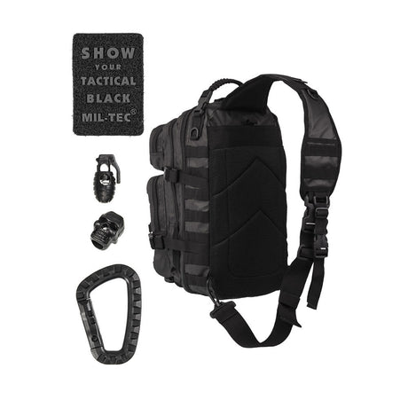 Sac à dos d'assaut mono-bretelle Mil-Tec 25 litres polyester enduit polyuréthane avec poignée paracord et mousqueton ABS