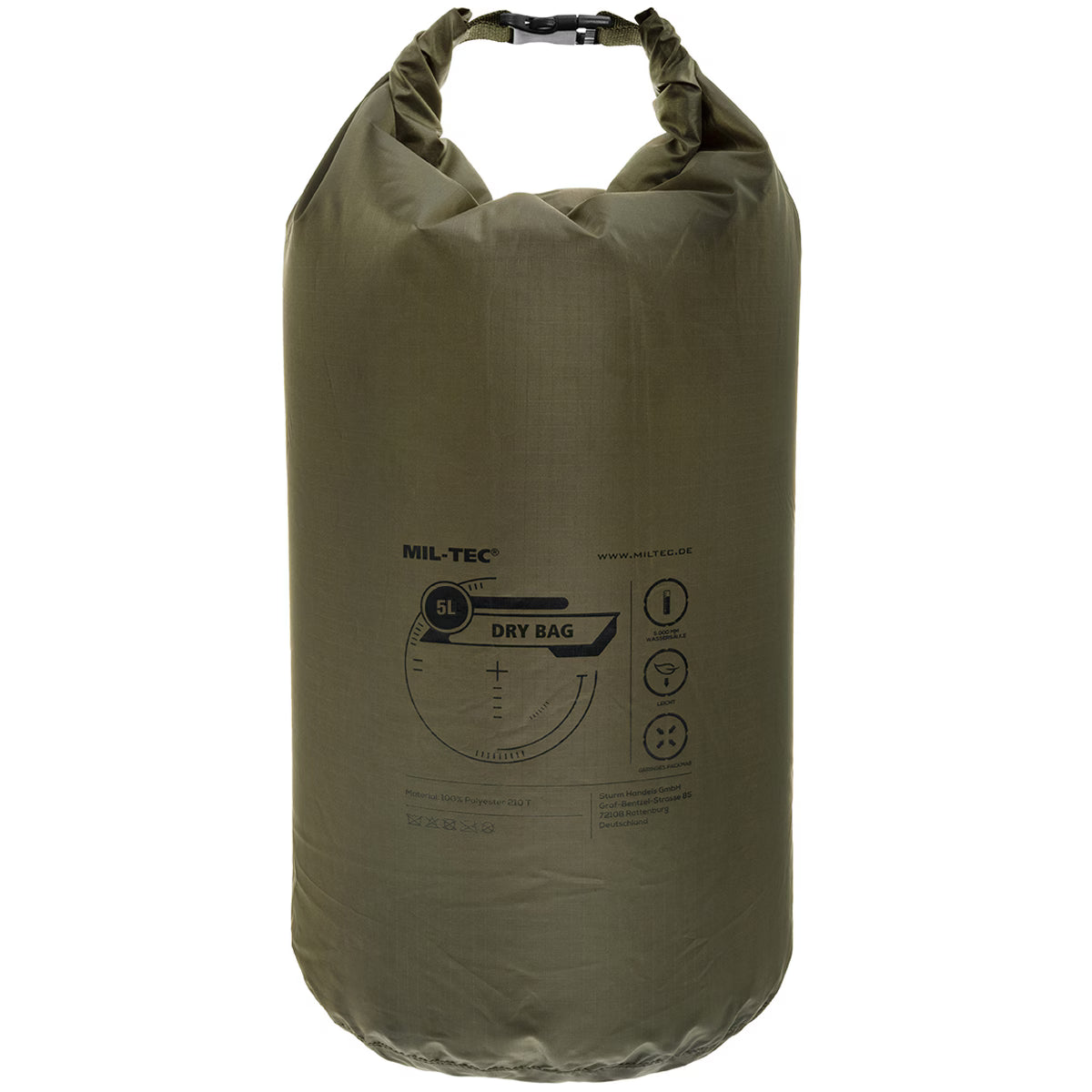 Sac étanche Mil-Tec Dry Bag 5 litres polyester roll-top ultraléger
