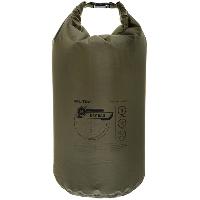 Sac étanche Mil-Tec Dry Bag 5 litres polyester roll-top ultraléger