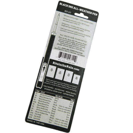 Stylo étanche Rite in the Rain All-Weather Clicker 97 corps métal cartouche pressurisée