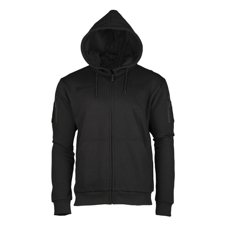 Sweat à capuche Mil-Tec Tactical en coton-polyester avec poches bras et fermeture éclair frontale