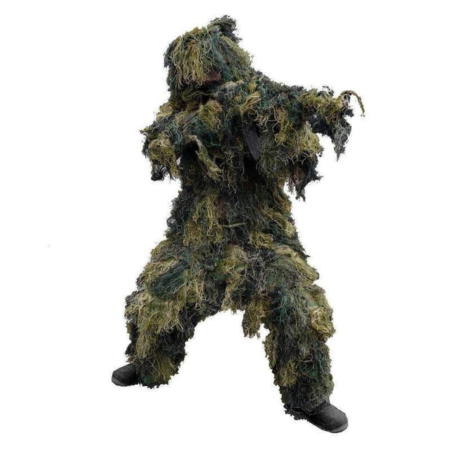 Tenue Ghillie Mil-Tec G4 quatre pièces avec traitement ignifuge en polyester maille et housse arme