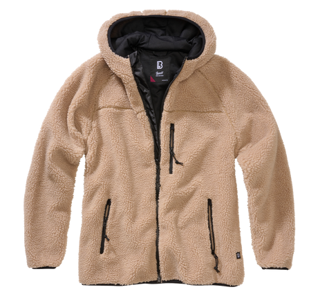 Veste polaire Brandit coupe femme à capuche maille peluche et trois poches à glissière