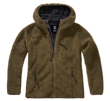 Veste polaire Brandit coupe femme à capuche maille peluche et trois poches à glissière