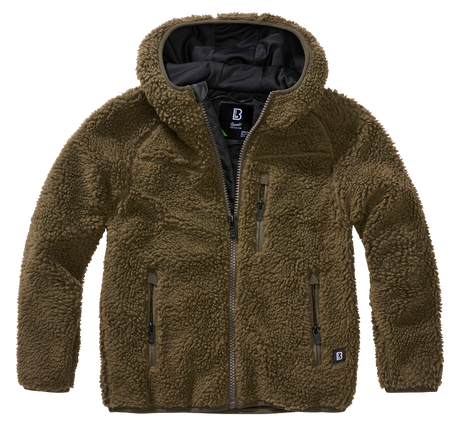 Veste polaire enfant Brandit Teddyfleece à capuche maille peluche et quatre poches