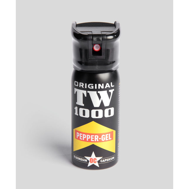Aérosol de défense TW1000 poivre gel 50 ml portée 5 à 6 m bouchon de sécurité