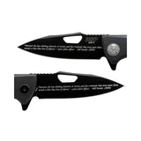 Couteau pliant PDK Engraver's Edition No Evil ASP lame gravée de 8,89 cm