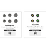 Bouchons d'oreilles AXIL X20 protection SNR 24 dB avec étui rigide et cinq paires d'embouts