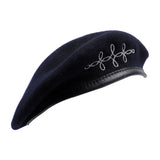 Béret bleu marine hongroise Le Centurion 100% laine mérinos, bord cuir et doublure
