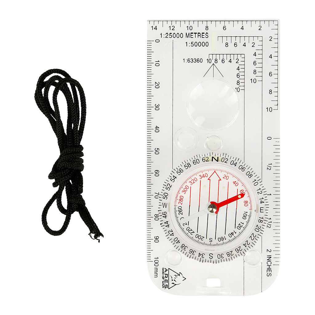 Boussole Ares TREX à bain d'huile avec loupe 24 mm et graduations 6400 millièmes