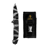 Couteau pliant Ares Camo Rescue manche métallique coupe-sangle et brise-vitre 21 cm