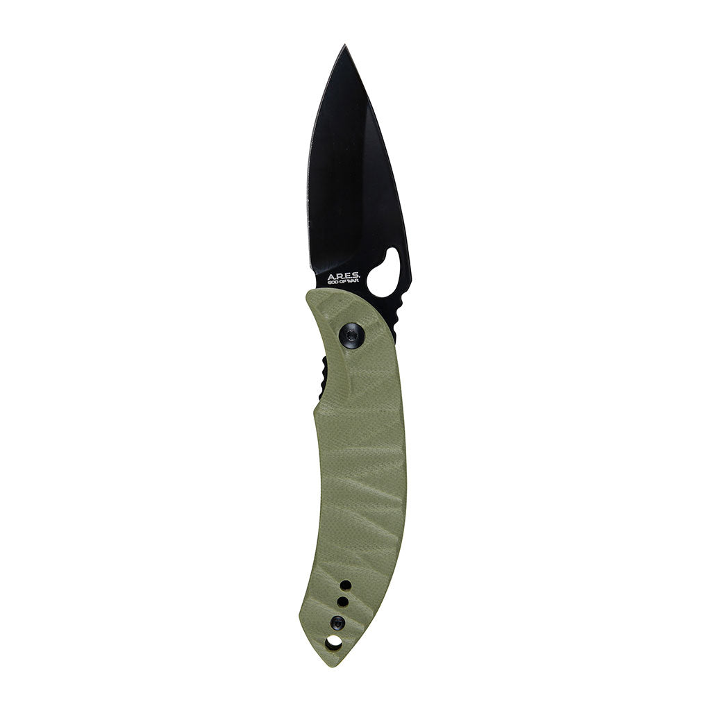 Couteau pliant Ares Reptile acier AUS-8 trempé 58 HRC lame 7 cm manche G10