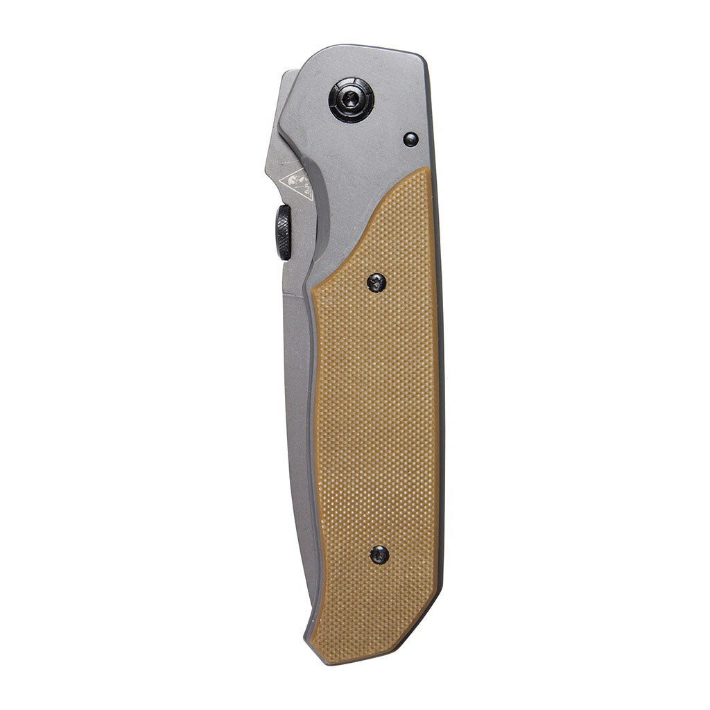 Couteau pliant Ares Sand Warior à lame semi-crantée avec étui de ceinture
