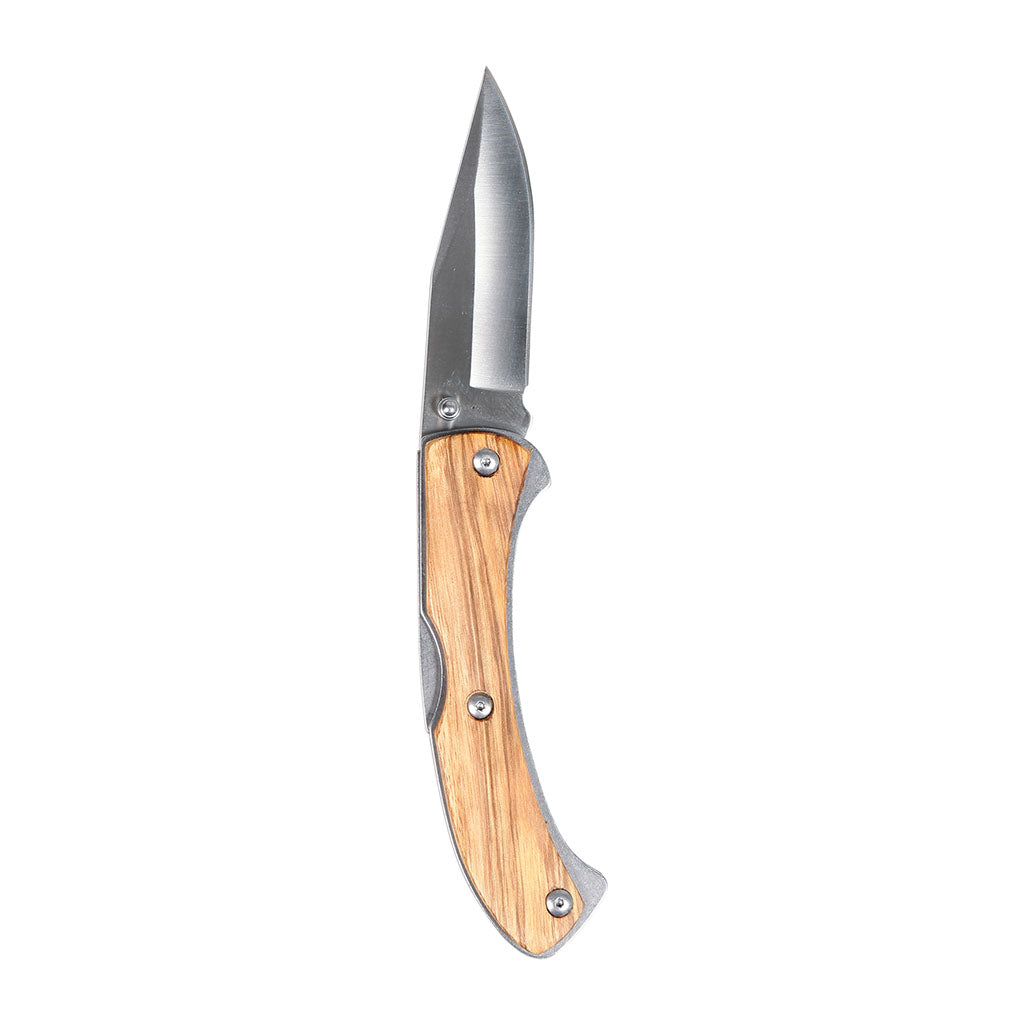 Couteau pliant Ares Wood Iron manche bois longueur dépliée 19,5 cm avec étui cuir