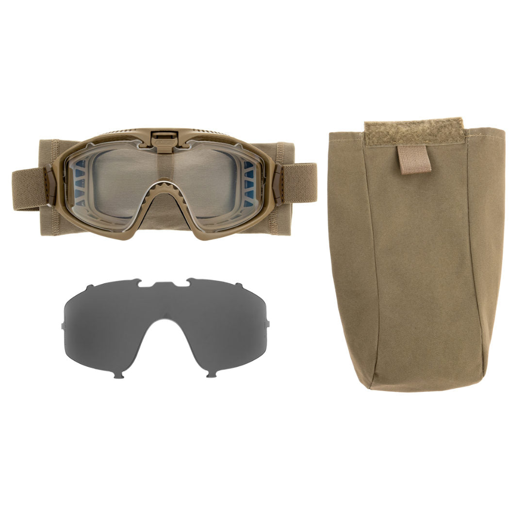 Kit masque balistique ESS Influx AVS, deux écrans polycarbonate 3 mm, EN 166 et ANSI Z87.1
