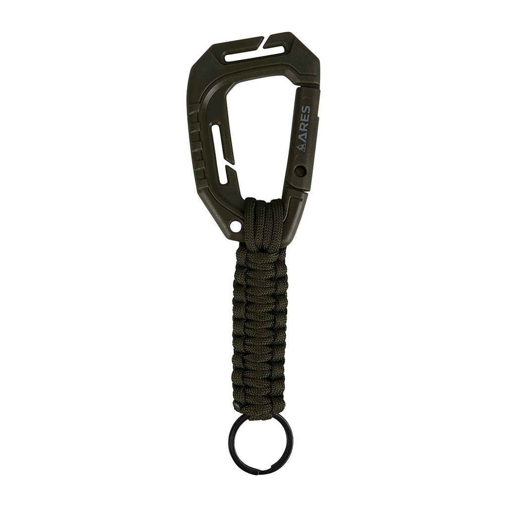 Mousqueton tressé en paracorde Ares 19 cm avec anneau spirale métallique