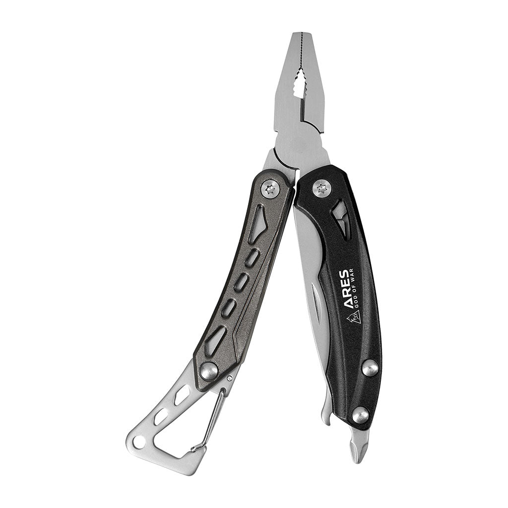 Pince multifonctions Ares Crabe Mini 6 outils avec mousqueton intégré et clip métallique