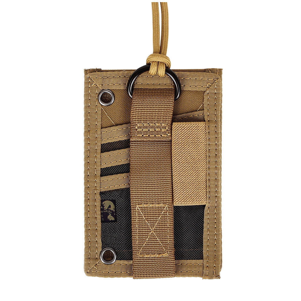 Porte-badge Ares en nylon 1000D à trois compartiments et lanière tour de cou détachable
