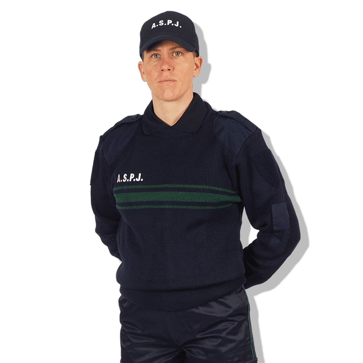 Pull de service col rond GK Professional renforts épaules et coudes poche stylos