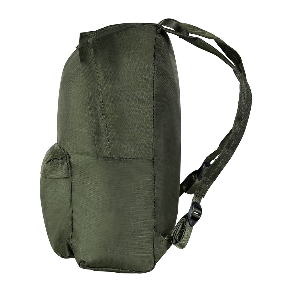Sac à dos pliable Ares 25 L en nylon Ripstop rangé dans sa pochette intégrée