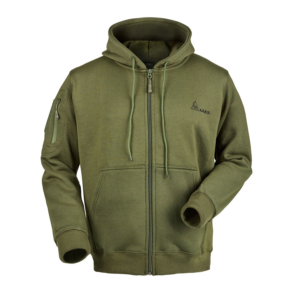 Sweat à capuche Ares polycoton 350 g/m² brodé FRENCH ARMY poche à glissière