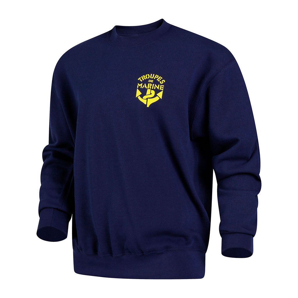 Sweat-shirt Ares Troupes de marine logo TDM floqué col rond marquage de tradition