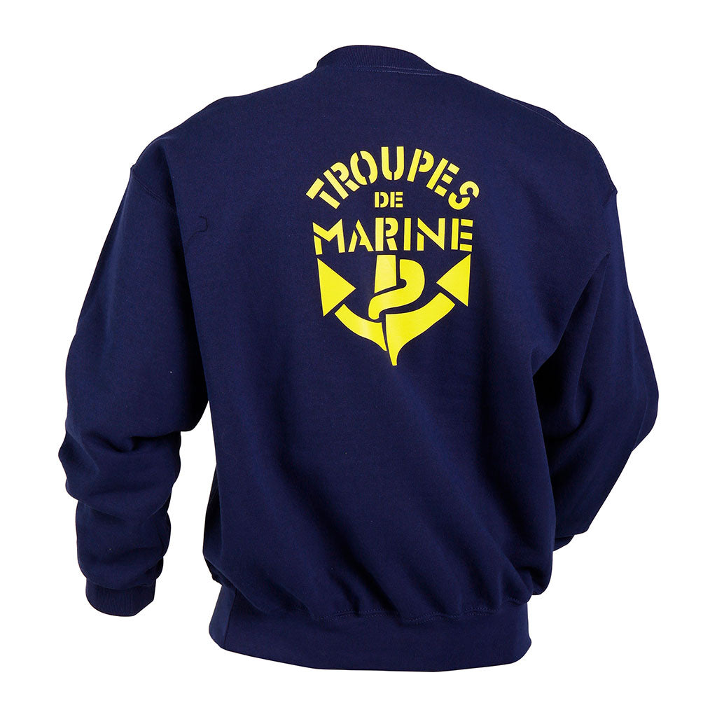 Sweat-shirt Ares Troupes de marine logo TDM floqué col rond marquage de tradition