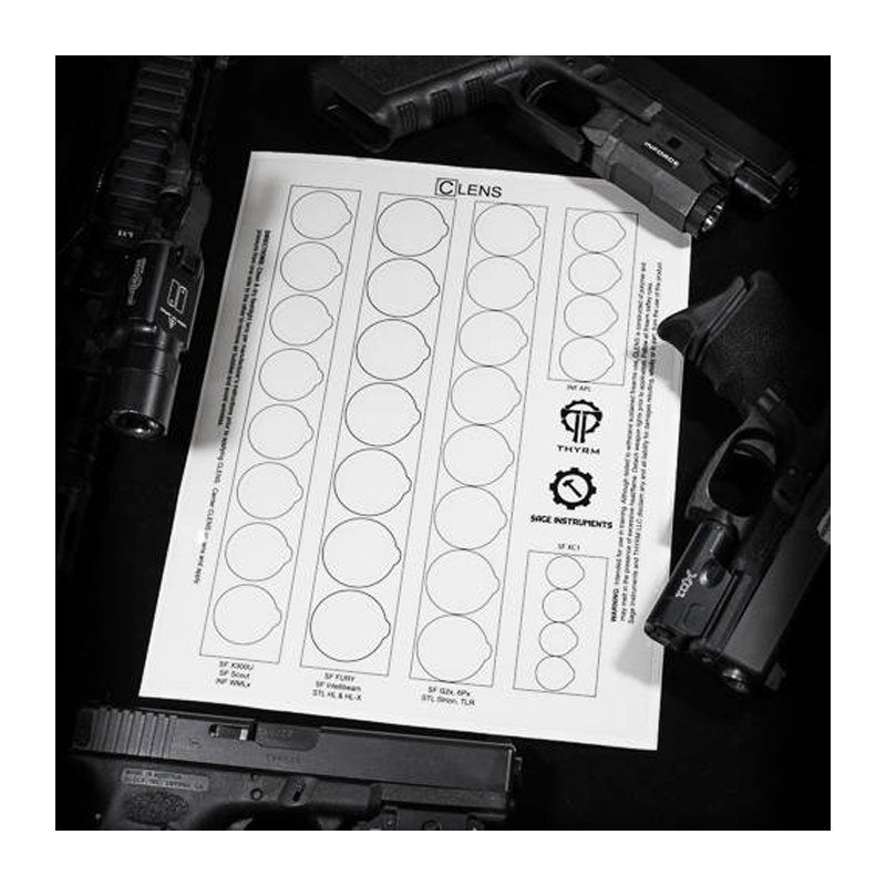 Feuille de 31 protections de lentille Thyrm CLENS multi-tailles en polymère transparent
